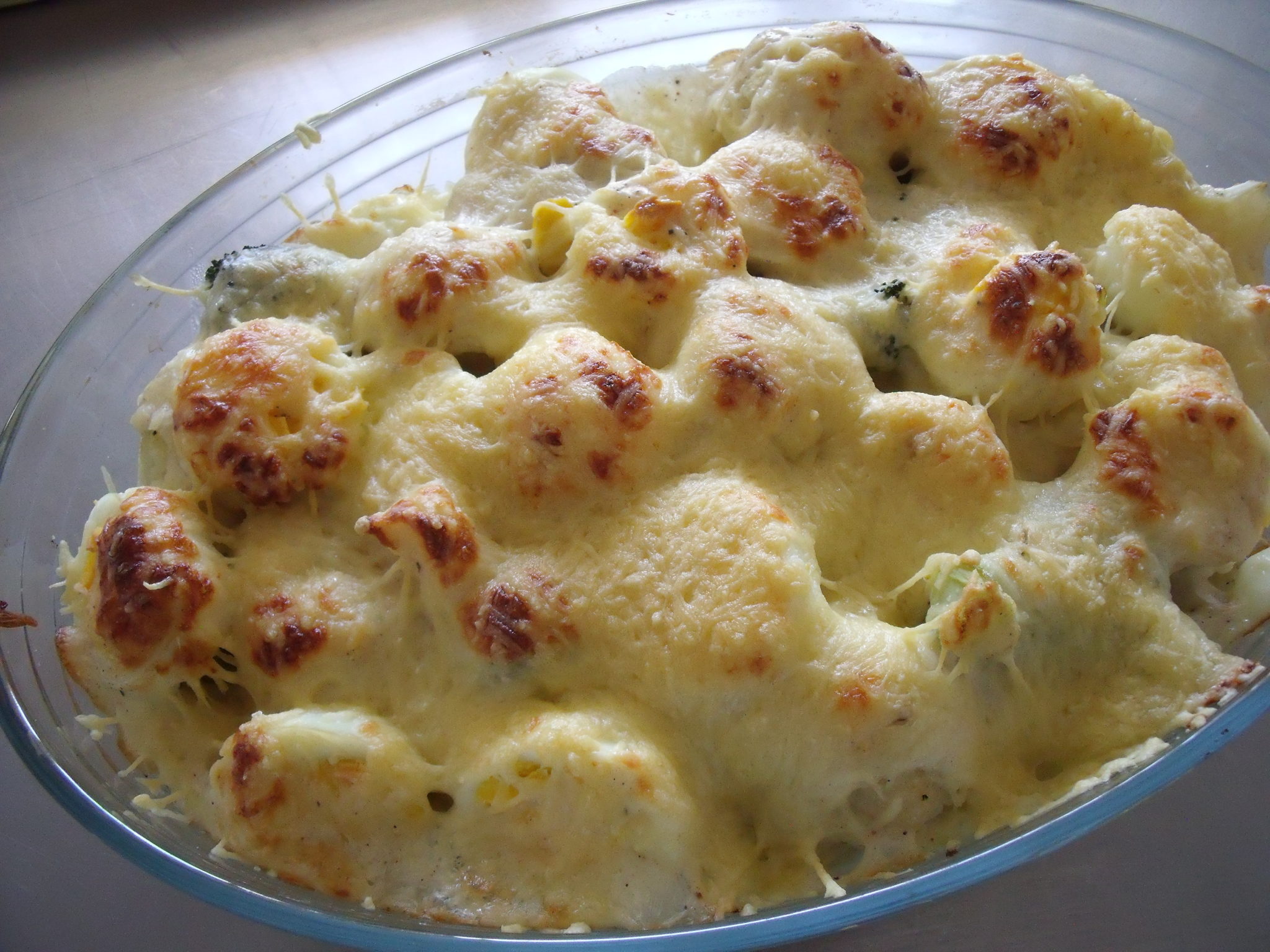 Gratin chou fleur brocolis oeuf dur